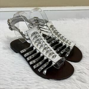 Naughty Monkey Women's Party Time Leather Gladiator Sandals White Size 8
